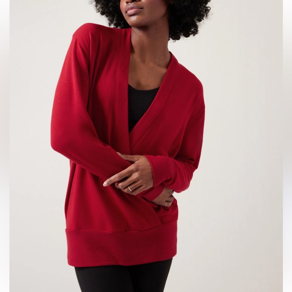 Athleta Red Women's Sweater Size Medium Purana Wrap Oversized Sweatshirt